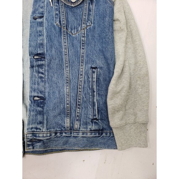 Levi Strauss Hybrid Sweatshirt-Style Hooded Original Denim Trucker Jacket Large - Picture 3 of 12
